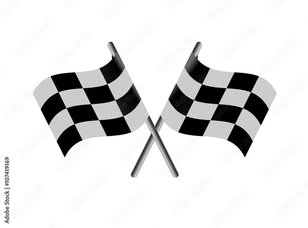 Fototapeta premium race flag crossed checkered flag black and white