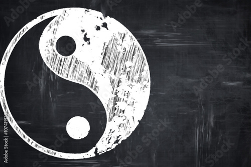 Chalkboard writing: Ying yang symbol photo