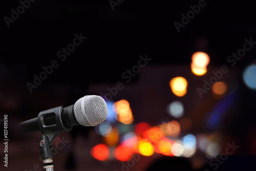 Microphone on stage background 