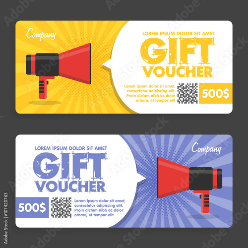 Gift Voucher. Flat Design. Announcement 