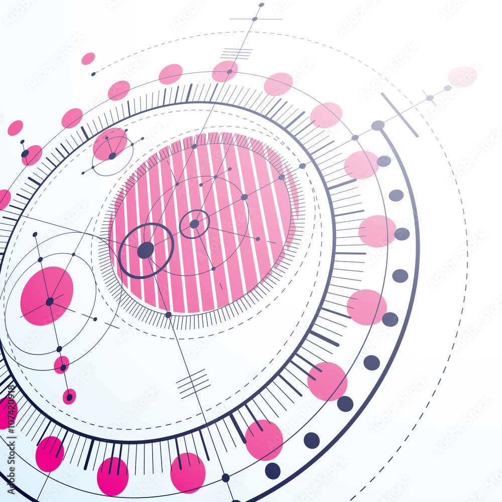 Geometric technology 3d vector drawing, magenta technical wallpaper Geometric technology 3d vector drawing, magenta technical wallpaper