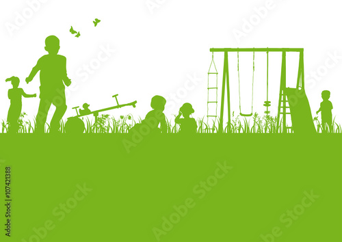 Silhouetten spielende Kinder auf Spielplatz