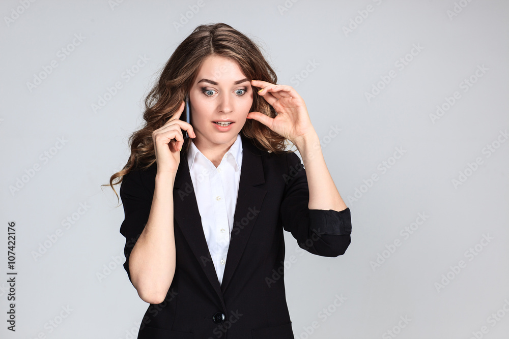 The young woman's portrait with happy emotions The young woman's portrait with happy emotions