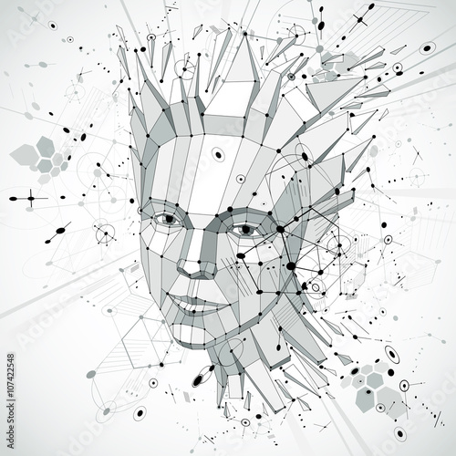 3d vector low poly portrait...