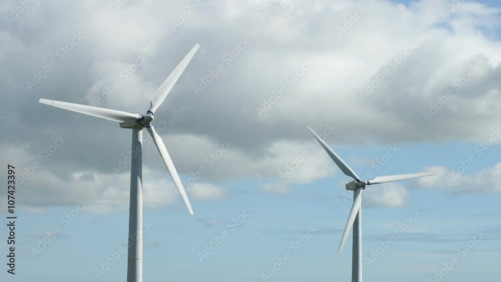 Two wind turbines spinning fast timelapse, Cornwall UK. Two wind turbines spinning fast timelapse, Cornwall UK.