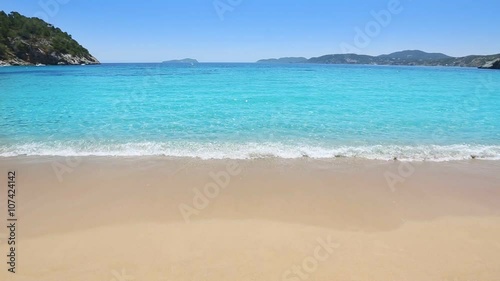 Ibiza caleta de Sant Vicent cala San vicente beach san Juan at Balearic Islands of spain