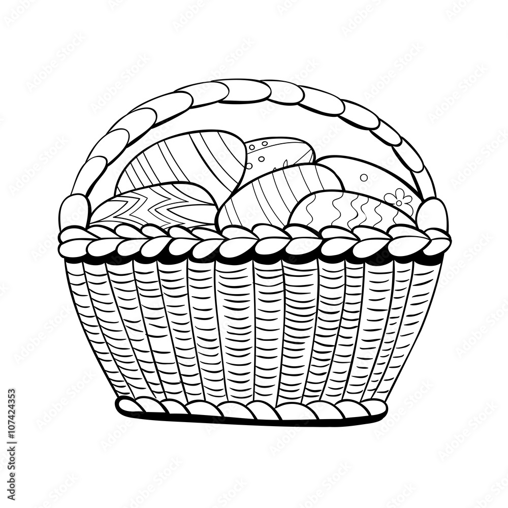 Basket full of Easter eggs Basket full of Easter eggs