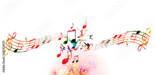 Colorful background with music notes
