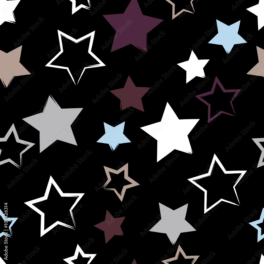 Cute vector geometric seamless pattern. Brush strokesand stars. Hand drawn grunge texture. Abstract forms. Endless texture can be used for printing onto fabric or paper Cute vector geometric seamless pattern. Brush strokesand stars. Hand drawn grunge texture. Abstract forms. Endless texture can be used for printing onto fabric or paper