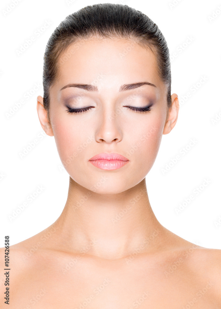 Beautiful face with beautiful closed eyes Beautiful face with beautiful closed eyes