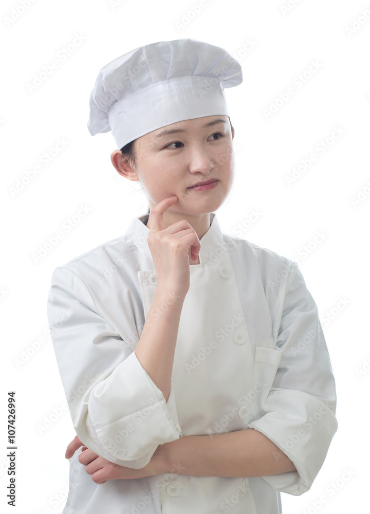 Chef woman. Baker. Isolated on white background. Chef woman. Baker. Isolated on white background.