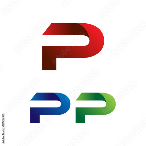 Simple Red Blue Green Modern SIngle Initial Logo Vector Letter p