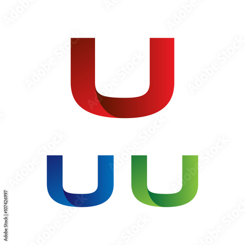Simple Red Blue Green Modern SIngle Initial Logo Vector Letter u