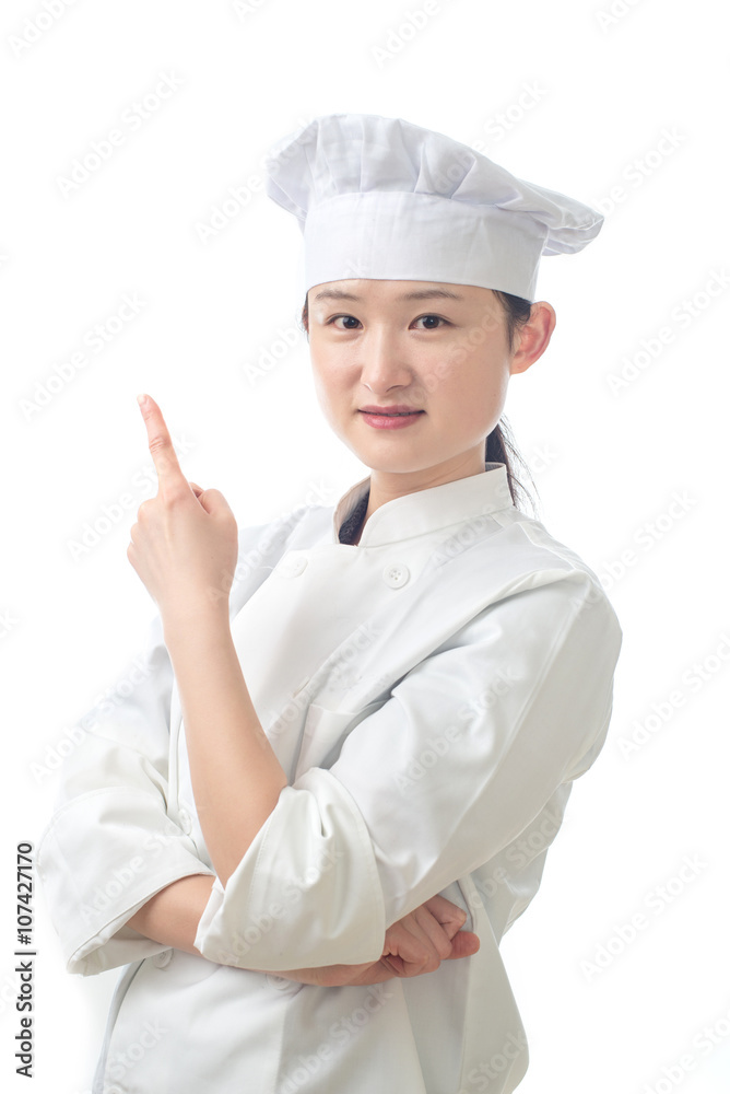 Chef woman. Baker. Isolated on white background. Chef woman. Baker. Isolated on white background.