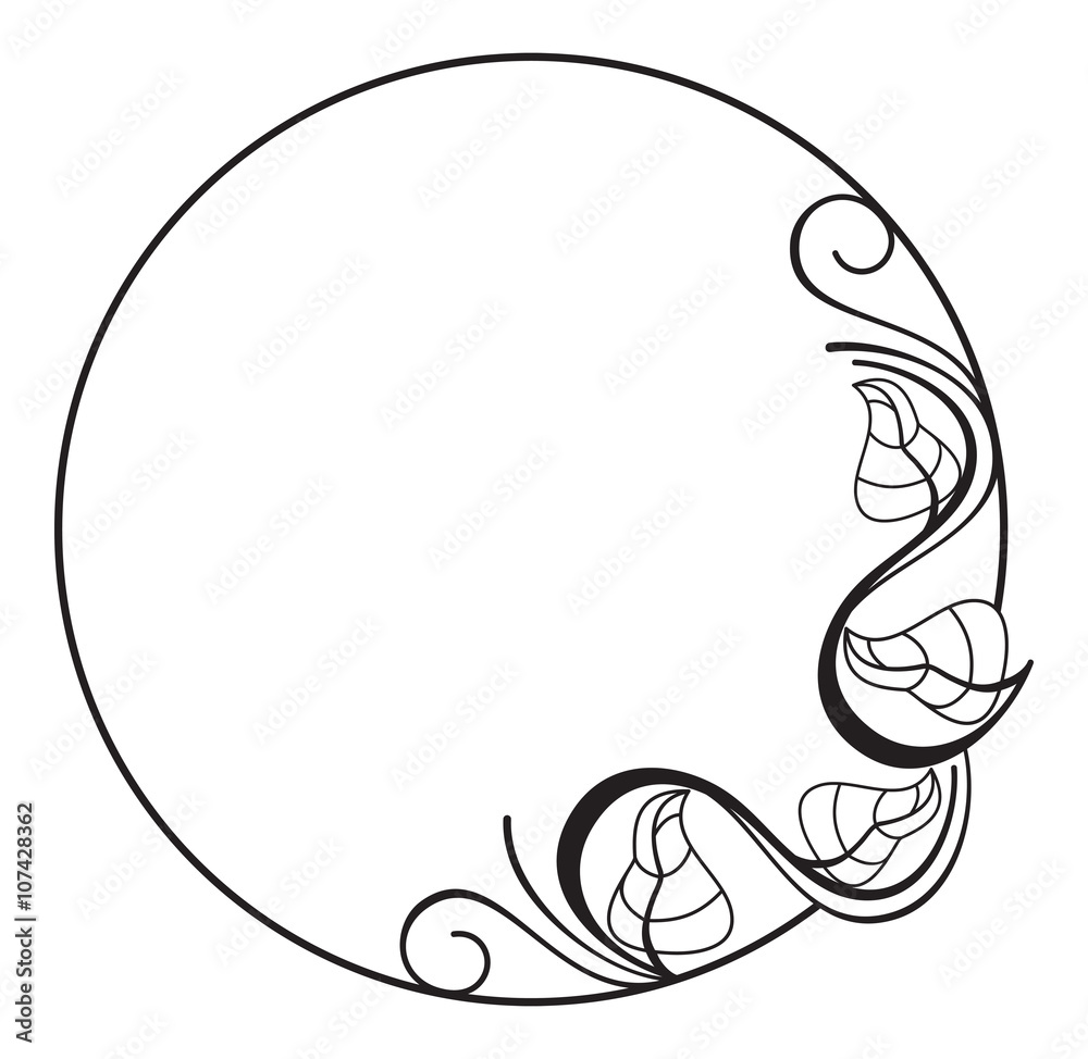 Black and white floral vector frame Black and white floral vector frame