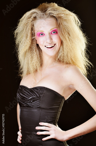 blond with pink make up