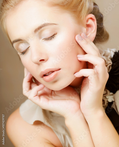  beautiful woman isolated on beige