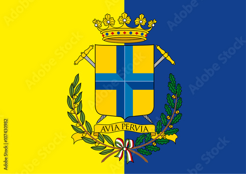 modena city flag and coat of arm, italy