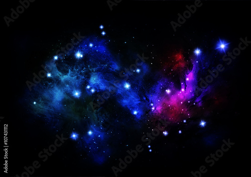 Fototapeta Naklejka Na Ścianę i Meble -  Colorful Space Nebula, Over Backgrround