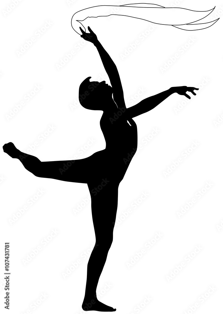 Silhouette of dancer on a white background Silhouette of dancer on a white background