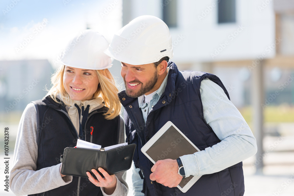 Engineer and architect dating next appointment on a construction Engineer and architect dating next appointment on a construction