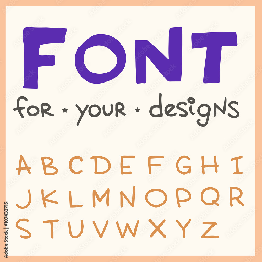 Font written by hand. The vector is filled by hand.