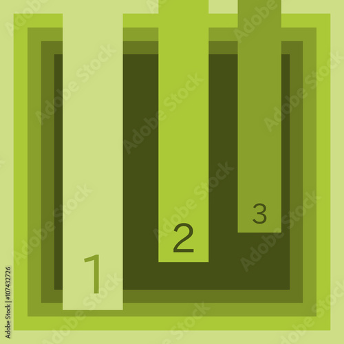 Three-steps general info graphic in olive green shades