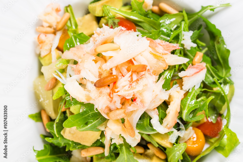 Snow crab salad with pomelo and arugula. Snow crab salad with pomelo and arugula.