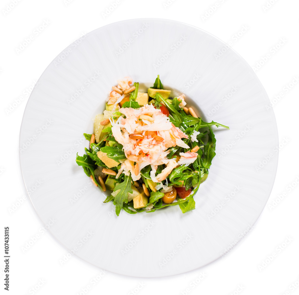 Snow crab salad with pomelo and arugula. Snow crab salad with pomelo and arugula.