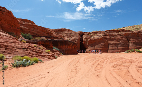 Entrance of Upper Antelope Slot Canyon, Page, Arizona. The Canyon is gently carved from the Navajo sandstone over the course of countless millennia, 