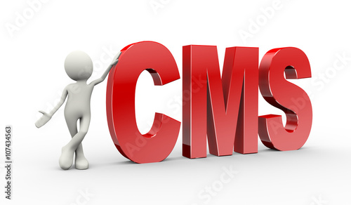 3d person standing with cms content management system
