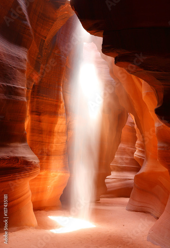 Upper Antelope Slot Canyon Showing a light beam into the Canyon, Page, Arizona