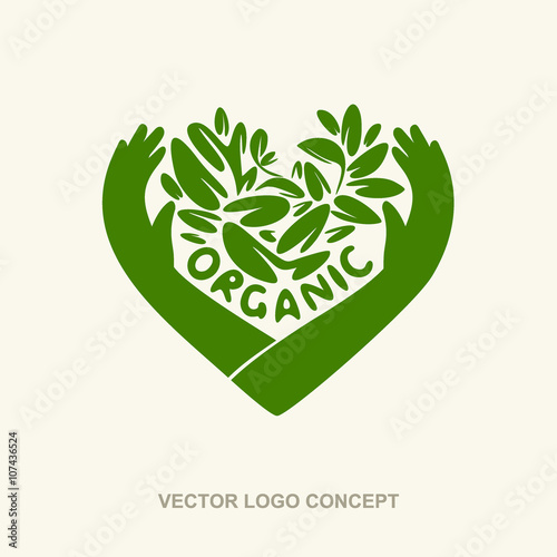 Vector organic logo concept. Eco organic emblem logo design template.  Organic green concept of natural products, healthy food, healthy meal