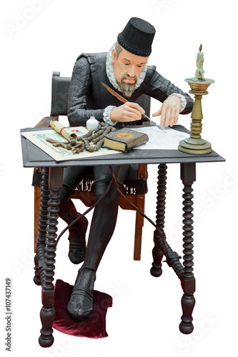 Εκτύπωση καμβά action figure of a medieval scribe isolated on white background