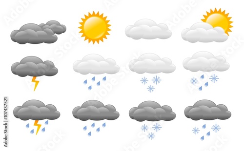 Weather forecast icon set.