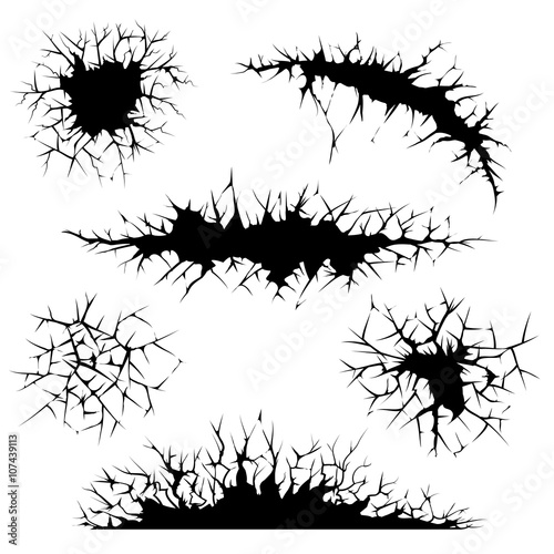 Vector cracks, cracked ground and wall