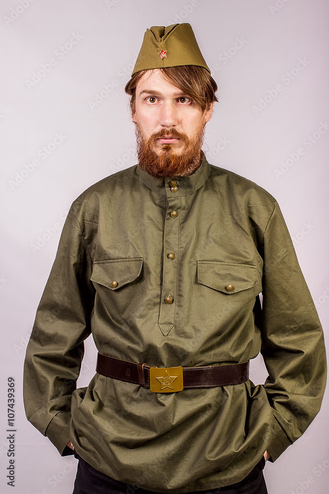 Man dressed in historical soviet uniform Man dressed in historical soviet uniform