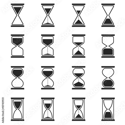Sandglass and hourglass vector icons