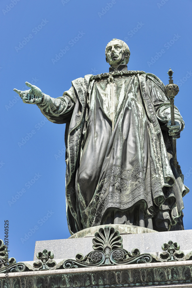 Fototapeta premium Emperor Francis II statue closeup in Graz, Austria