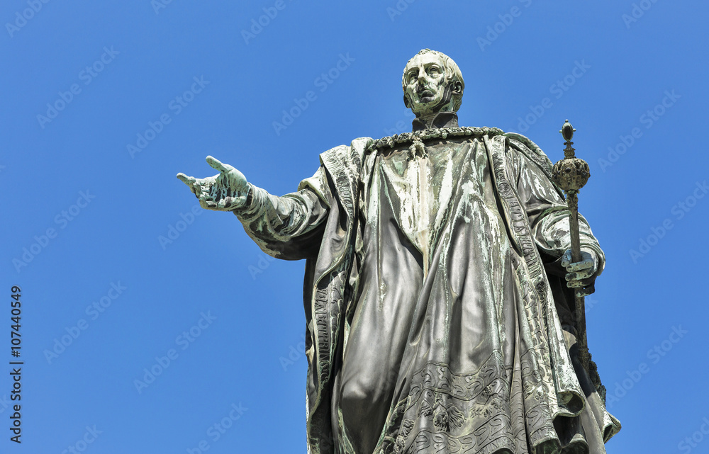Emperor Francis II statue closeup in Graz, Austria