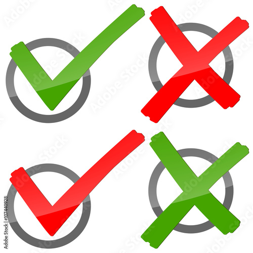 red and green check marks and crosses