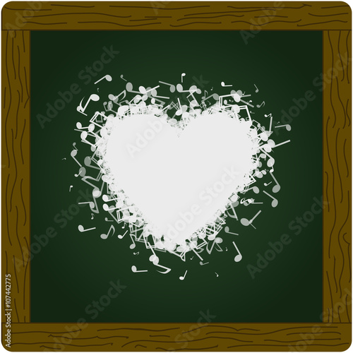 Heart made of of music notes