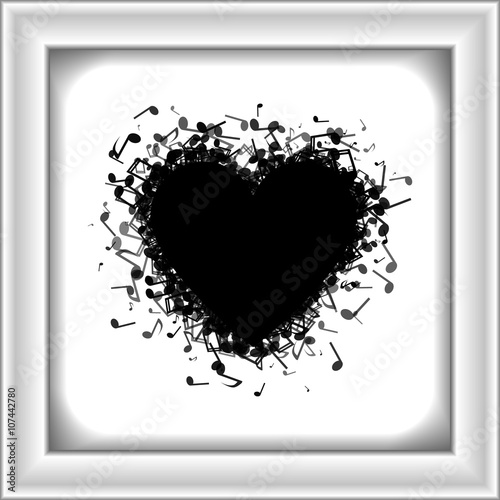 Heart made of of music notes