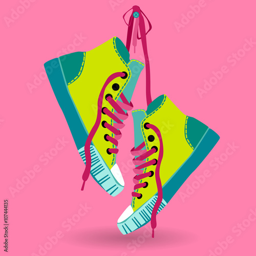 Colorful Sneaker Pair Hang On Lace Training Shoe Foot Wear Icon