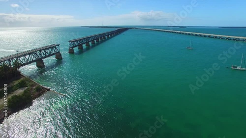 Wallpaper Mural Bahia Honda old and new bridge in Florida Keys, aerial view Torontodigital.ca
