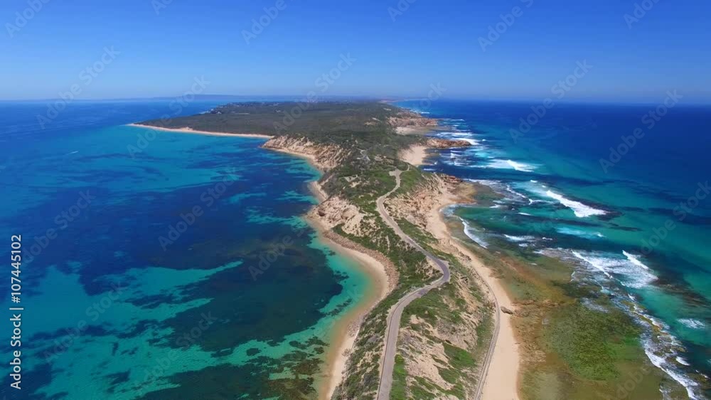 Flying over the road to Fort Nepean, Victoria