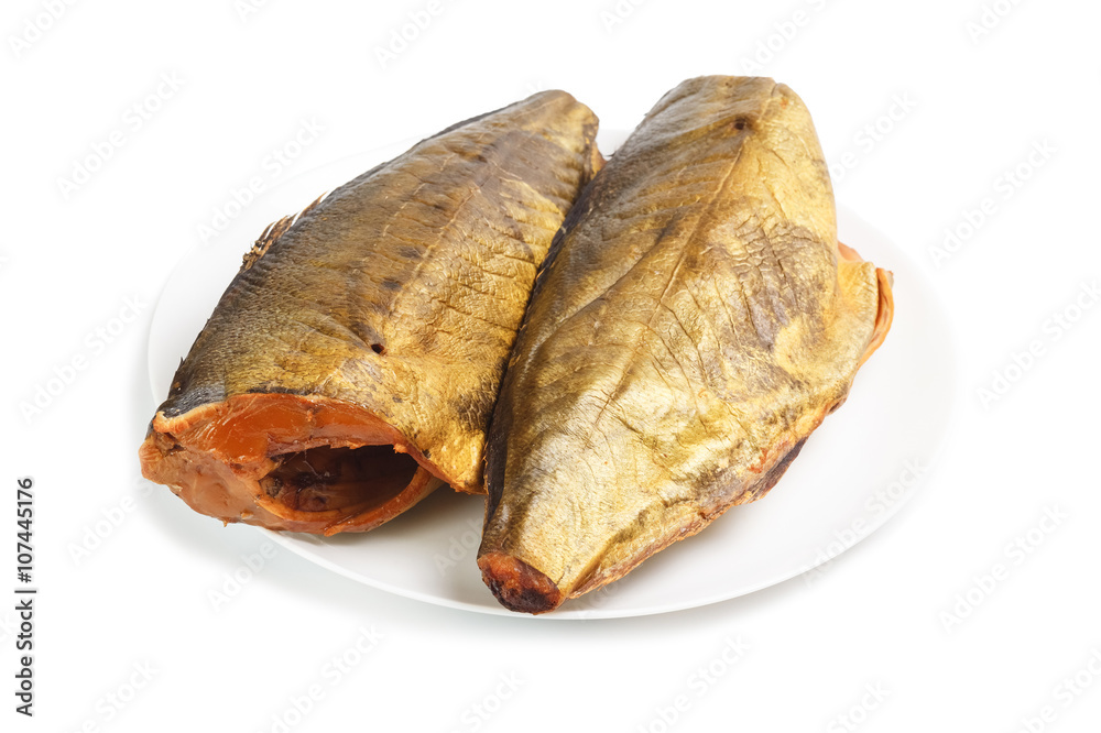Cold smoked mackerel on plate Cold smoked mackerel on plate