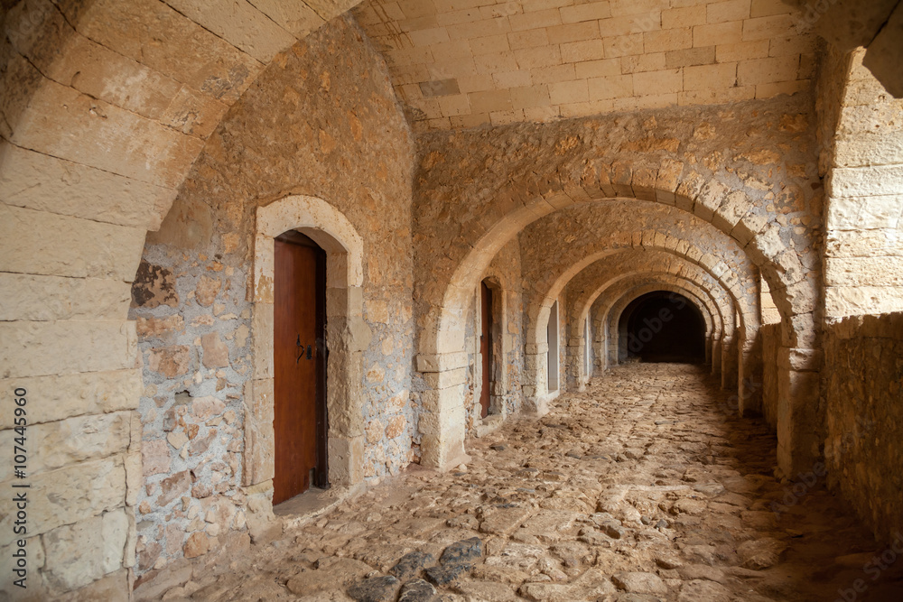 Alley at Arkadi Monastery in Crete Greece
