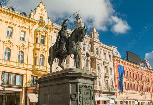 Statue of Ban Jelacic on Jelacic Square in center of Zagreb, from 19 century