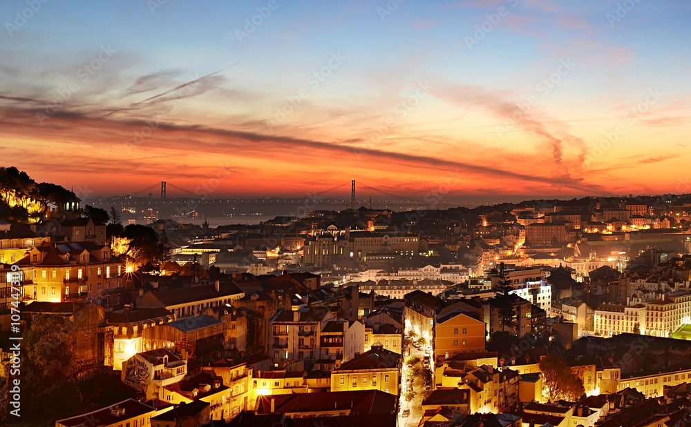 Lisbon colorful cityscape, Portugal